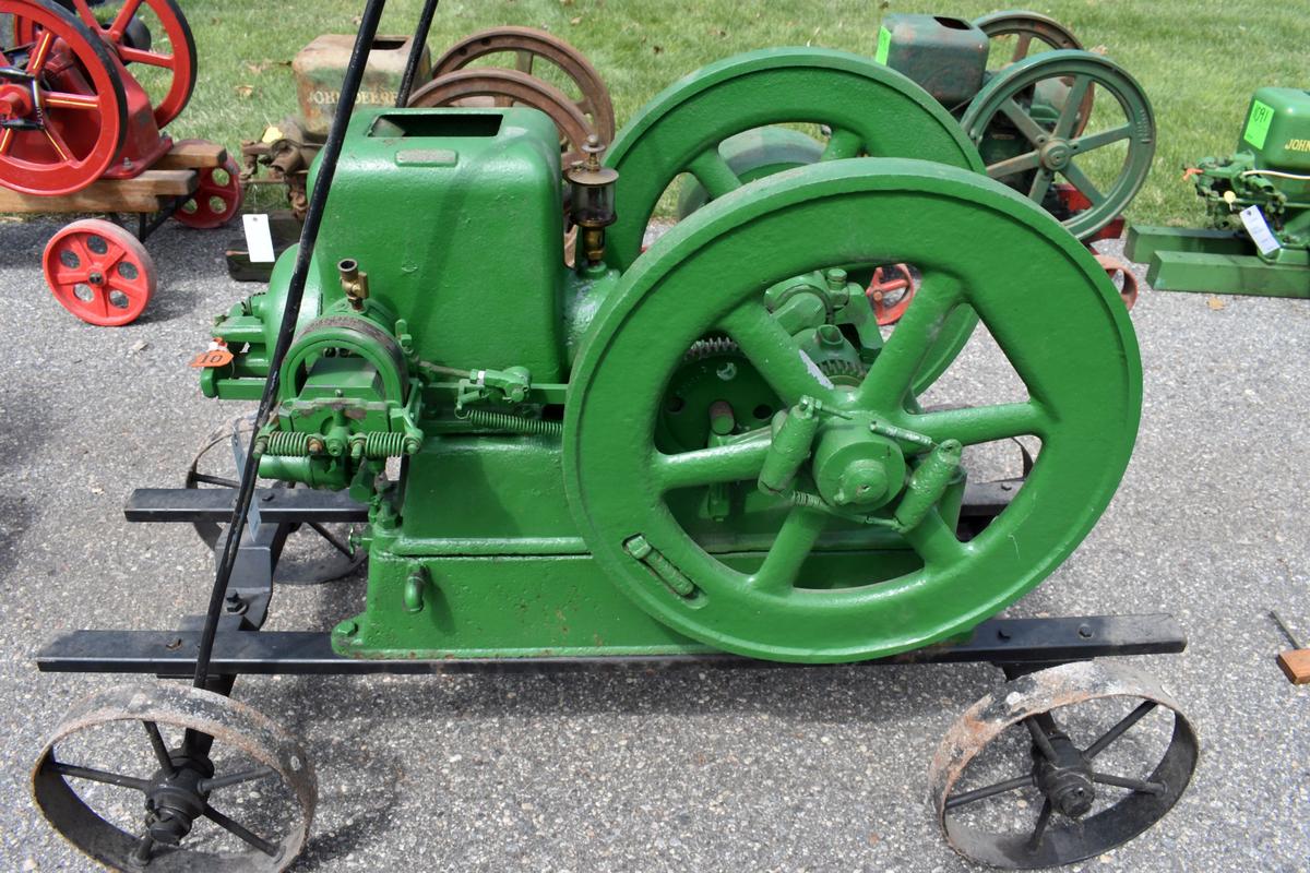 Nelson Brothers 2.5HP Gas Engine, On Steel Wheel Cart, Restored, Webster Mag, Oiler