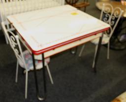 Enamel Drop Down Table, 2 Chairs