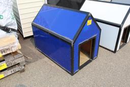 BRAND NEW 4' LONG X 30" WIDE BLUE & BLACK DOG HOUSE, TAX