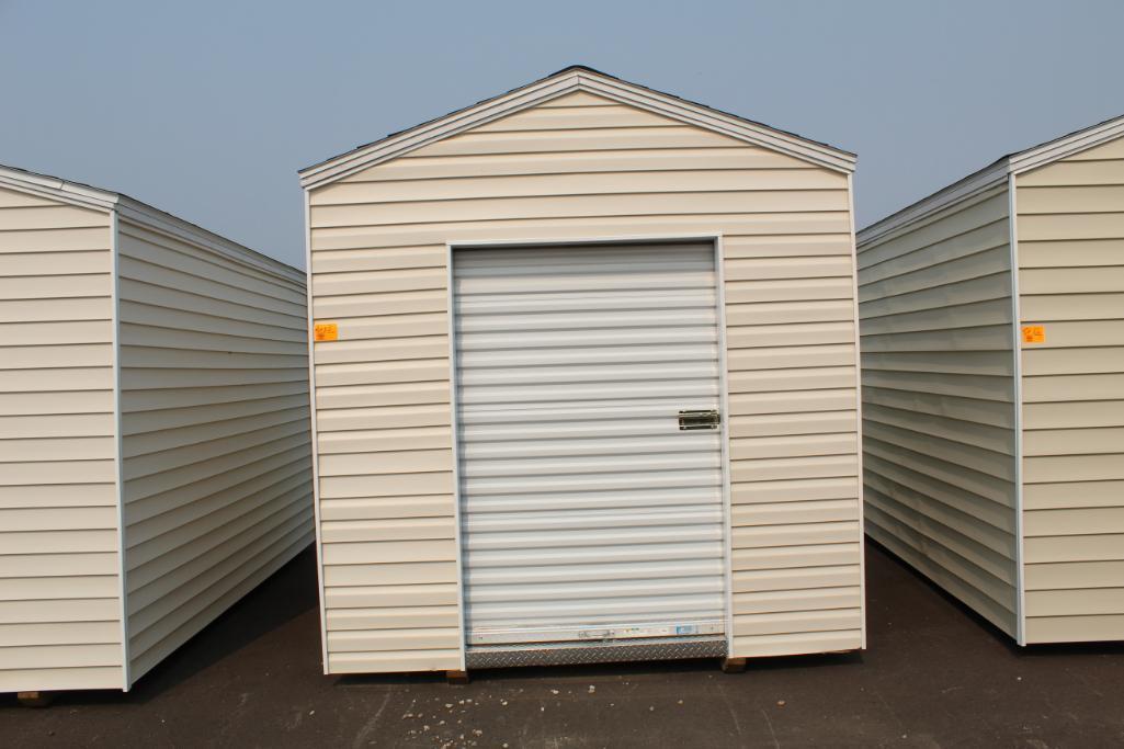 NEW 8' X 12' SHED ON SKIDS, W/ 4' X 6' ROLL UP DOOR, TAX