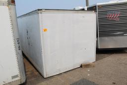 8' X 20' ENCLOSED STORAGE BOX/VAN BODY, DAMAGED, NEEDS REPAIR, TAX