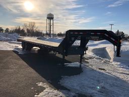 *** 2012 P & J 102" X 30' GOOSENECK TANDEM DUEL FLAT BED TRAILER, FRONT TOOL BOX, OIL BATH HUBS,