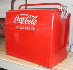 Coca Cola repainted metal cooler