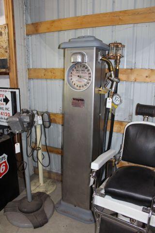 Wayne Bare Clockface Gas Pump, no guts, reconditioned, top and bottom parts