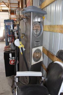 Wayne Bare Clockface Gas Pump, no guts, reconditioned, top and bottom parts