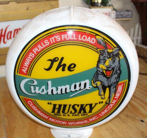 The Cushman Husky gas globe, glass insert with poly base, 13" diameter, rep