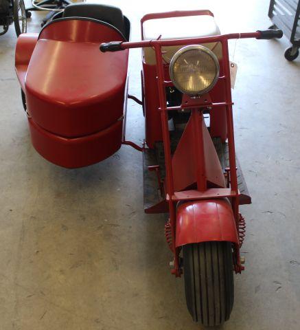 Cushman Conoco Motor Scooter with sidecar, red