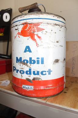 Mobil Oil Products 5gal can, has rust