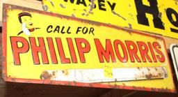 "Call for Philip Morris" single sided tin sign, 10"x27.75"