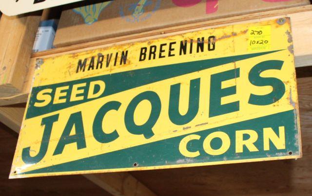 Jacques Seed Corn single sided tin sign, 10"x20"