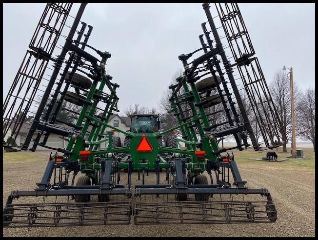 2011 John Deere 2210 30.5' Field Cultivator with Rolling Baskets, 2 Bar Coil Tine Harrow,