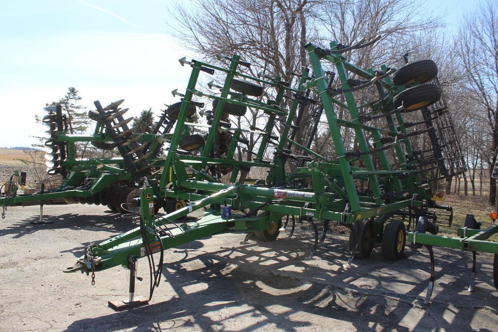 2011 John Deere 2210 30.5' Field Cultivator with Rolling Baskets, 2 Bar Coil Tine Harrow,