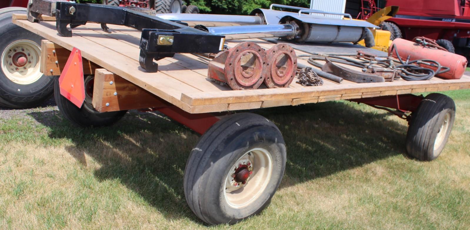 Flat Rack on 4 Wheel HD Gear, 11L-15 Tires, 8’x13’10” Wood Deck