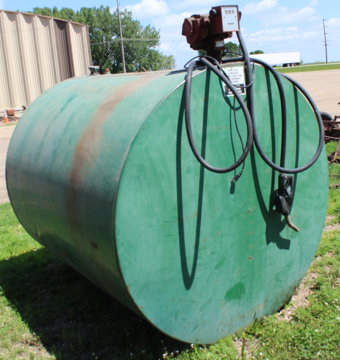 1000 Gallon Fuel Tank, Fill-Rite Pump, Tax No Exemption, Located At 3 Ash Ave Bird Island, MN 55310