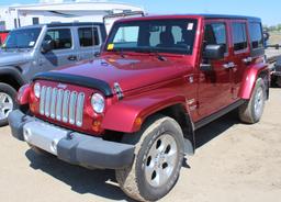 2013 Jeep Wrangler Unlimited Sahara 4x4, Trail Rated, Maroon, Black Int, Cl