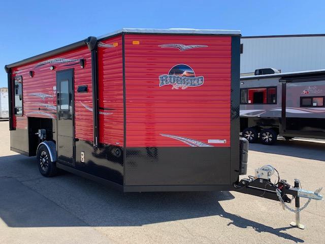 2020 American Surplus Single Axle Fish House, 8x17V RUGGED RV Hybrid, Red, 90" Ceiling,