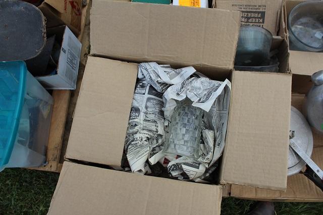 Pallet of Glassware, Metal Pans, Cash Register