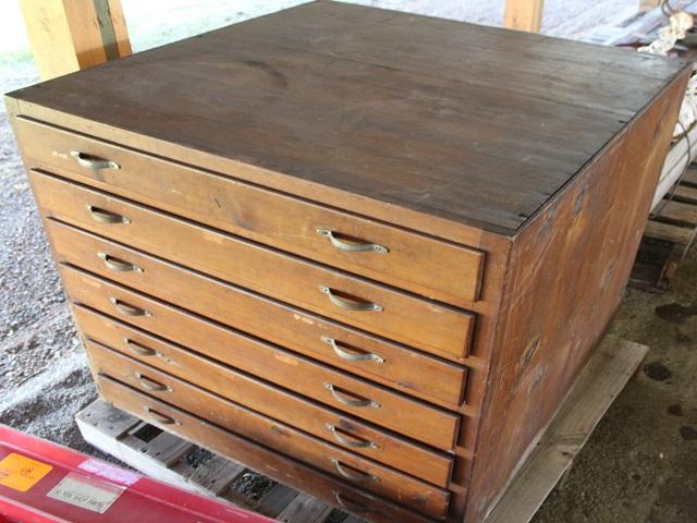 MACHINIST CABINET, WOOD, (7) DRAWERS