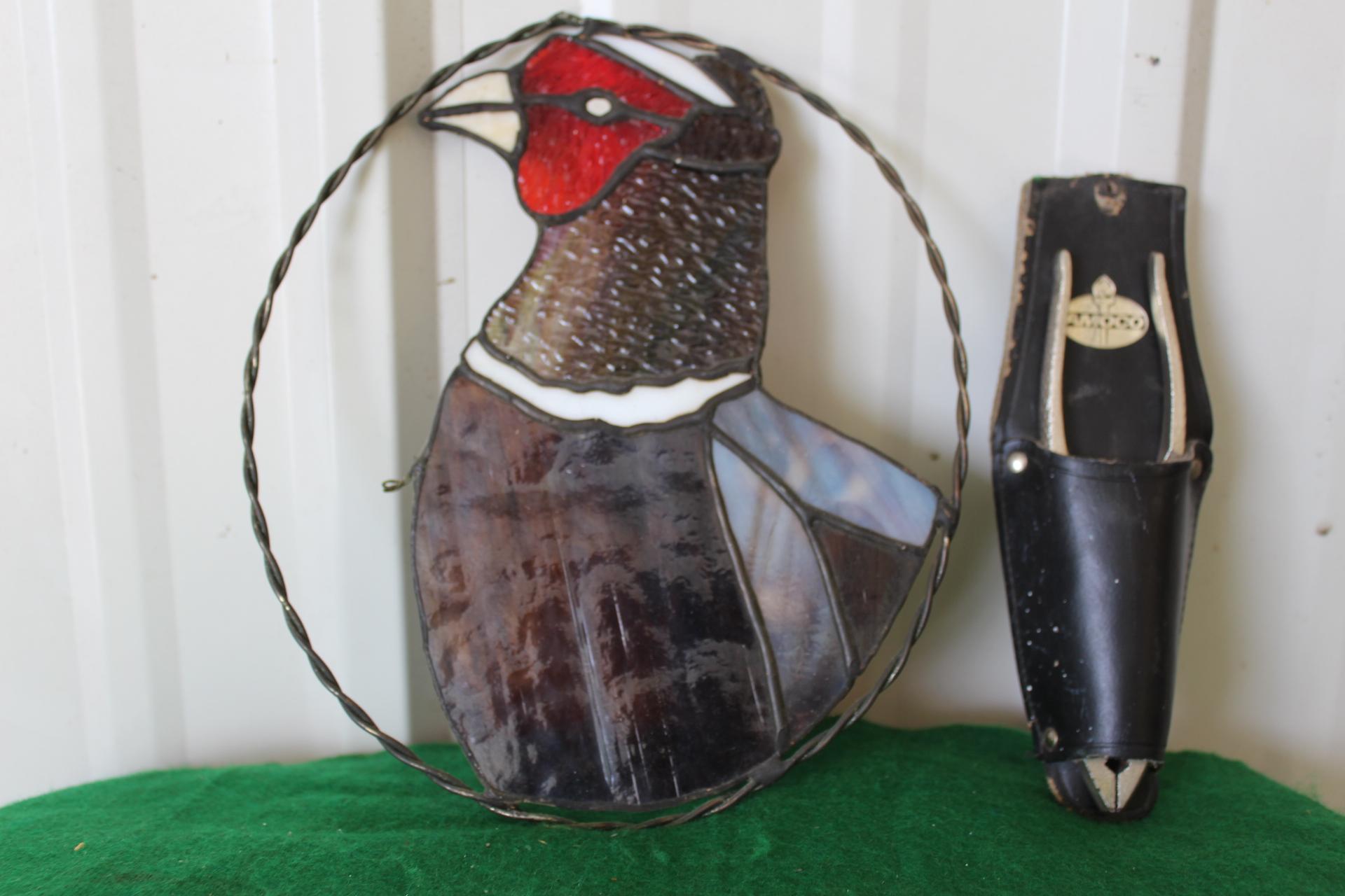 Amoco pliers, Metal painted bird decoration, Clements Mankato and McFaydens