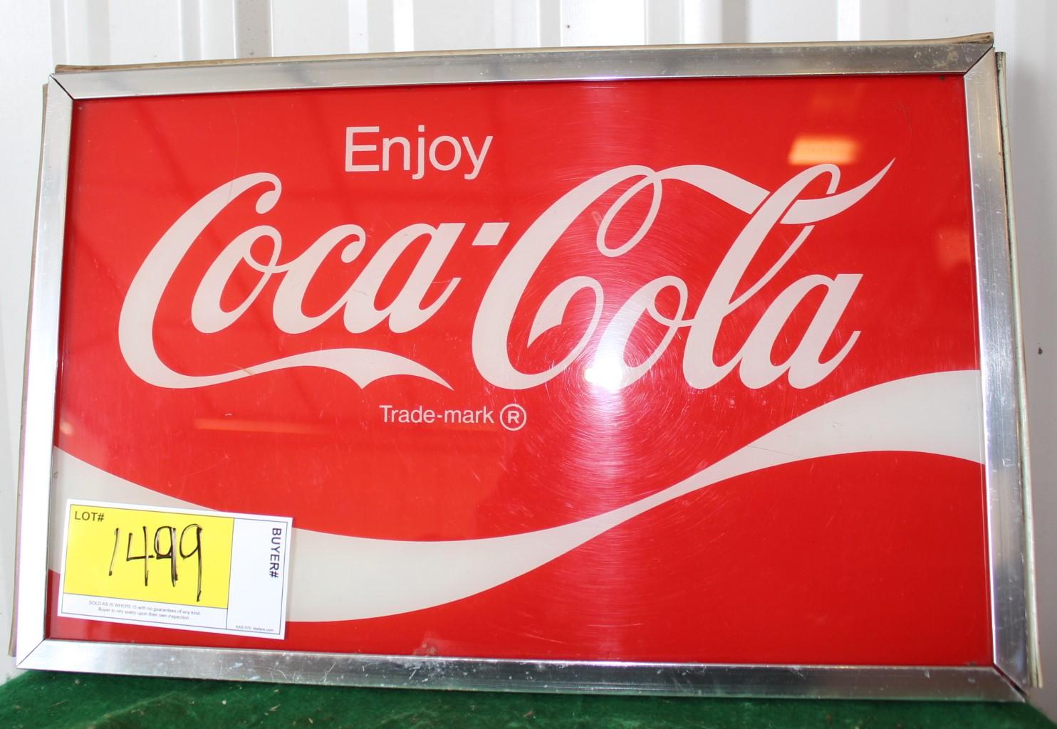 Cocal Cola plastic sign, 17"x10.75"