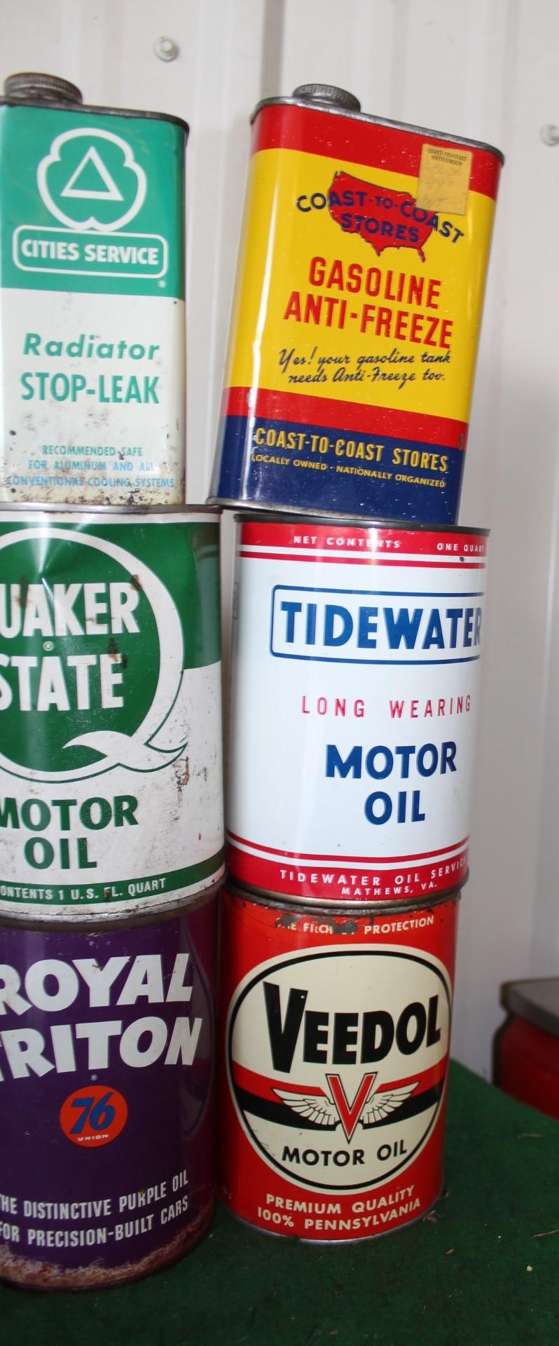 Misc 1qt cans of oil, Skelly, Tidewater, Union 76, Veedol