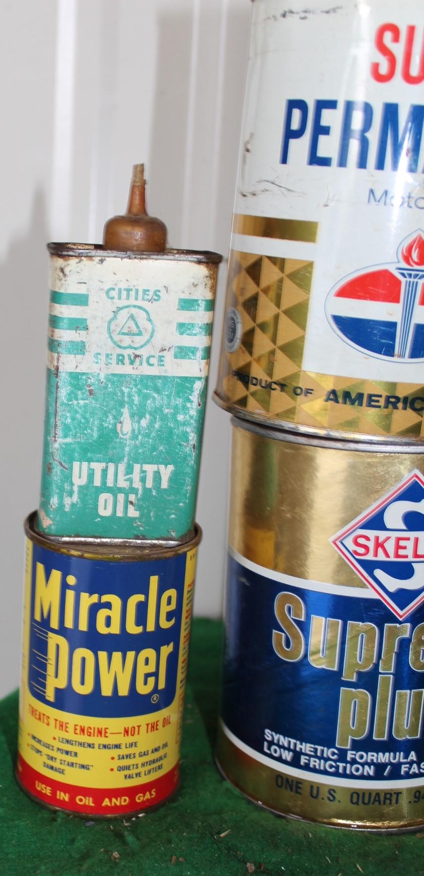 Misc 1qt cans of oil, Skelly, Tidewater, Union 76, Veedol