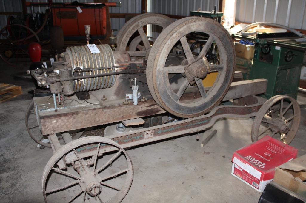 Gade 6HP Original Unrestored Gas Engine on Steel Wheeled Truck,