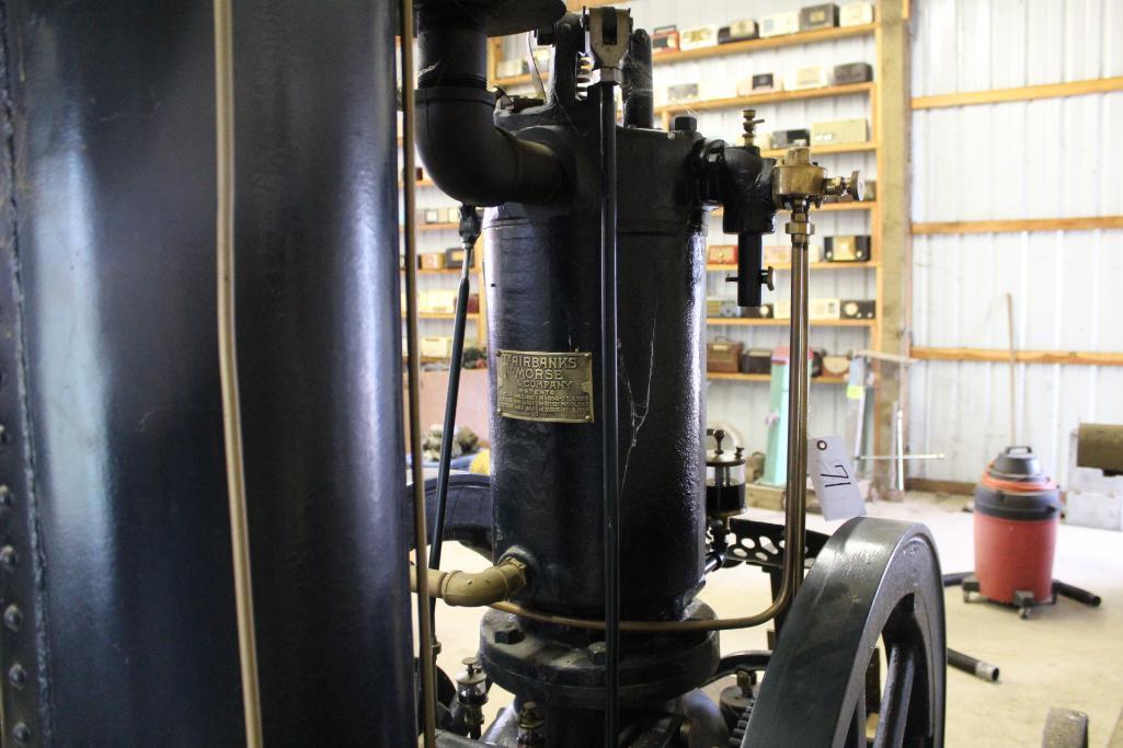 1902 Fairbanks Morse 12HP Type T Vertical Gas Engine, Fully Restored on Steel Wheeled Truck