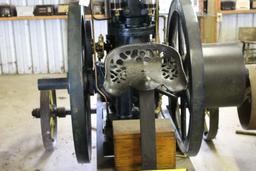 1902 Fairbanks Morse 12HP Type T Vertical Gas Engine, Fully Restored on Steel Wheeled Truck