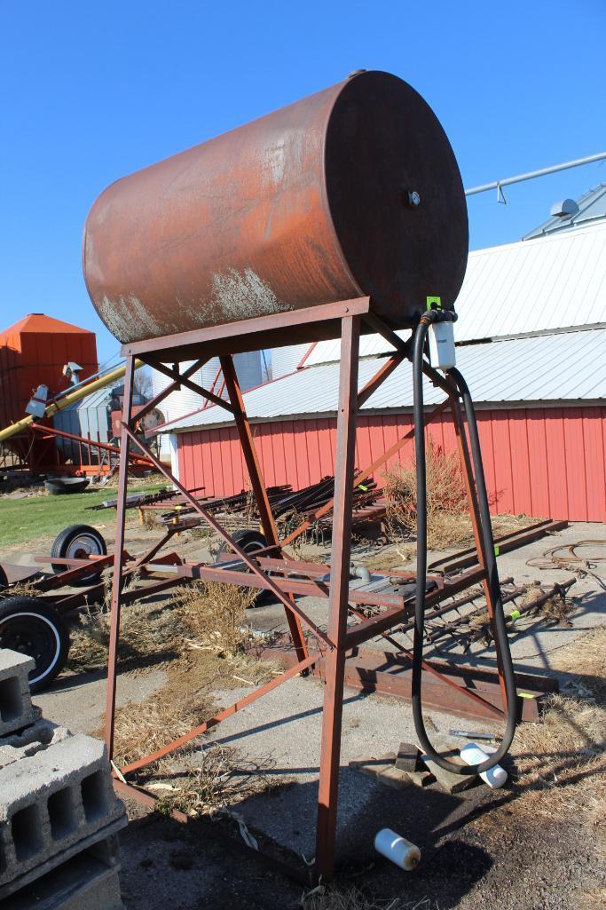 300 GALLON FUEL BARREL ON STEEL STAND