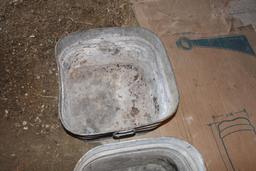 (2) Square galvanized wash tubs used for planters