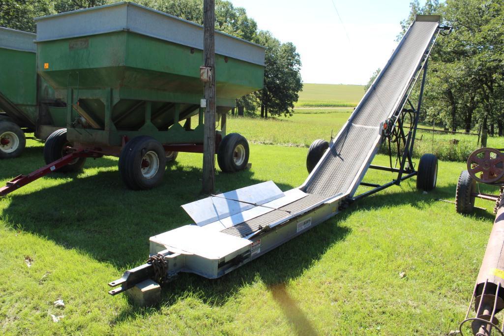 Adams Belt Conveyor, 24" Belt, Hopper, Approx 35', 10' Hopper, Stainless Steel, Hyd Drive