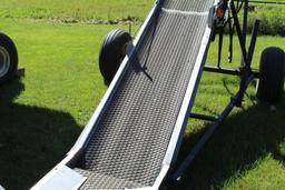 Adams Belt Conveyor, 24" Belt, Hopper, Approx 35', 10' Hopper, Stainless Steel, Hyd Drive