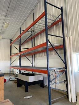 (3) 4' X 16' PALLET RACKING LEGS, (12) 12' CROSS MEMBERS, WIRE SHELVING