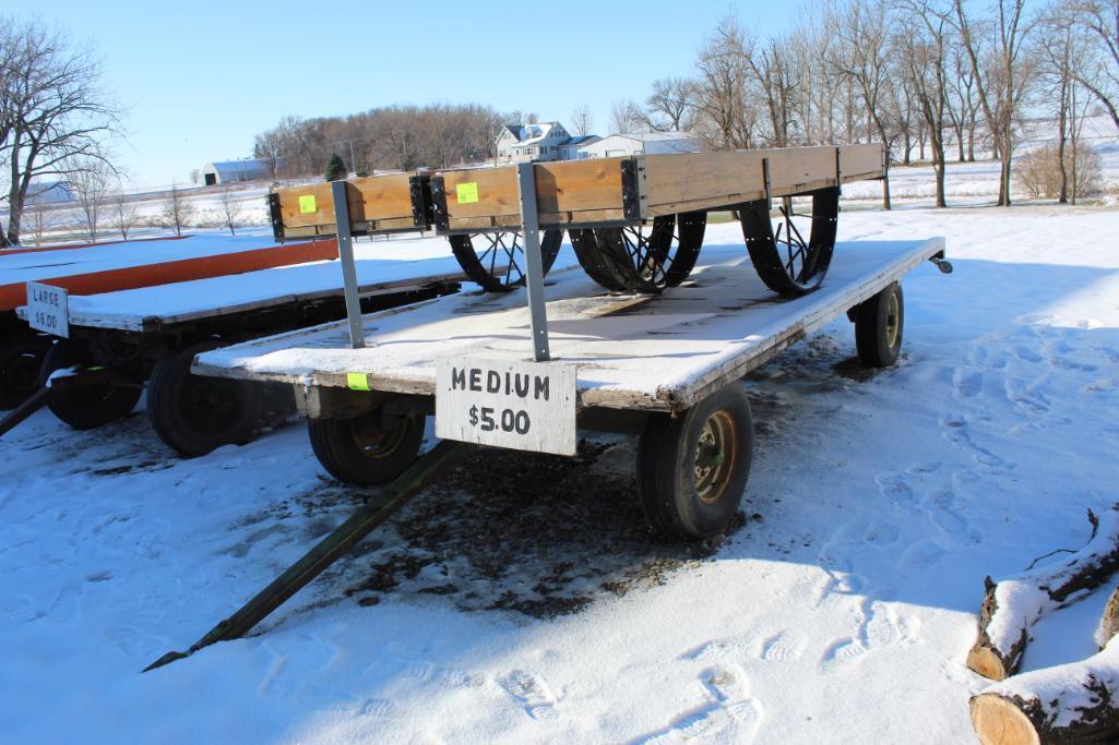 8' X 16' FLAT RACK ON JOHN DEERE RUNNING GEAR