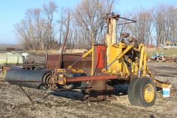 TILE PLOW, PULL TYPE, DUAL WHEELS, 4" TO 6" BOOT, REEL HOLDS APPROX 3000' ROLL OF 4" TILE,