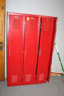 Red Triple Locker Unit with Extra Front Door Section