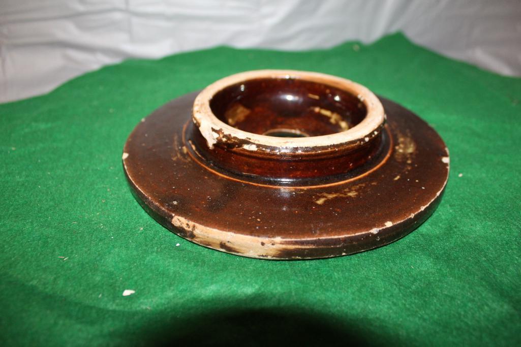 APPROX. 7-1/2" BUTTER CHURN LID, HAS CHIPS