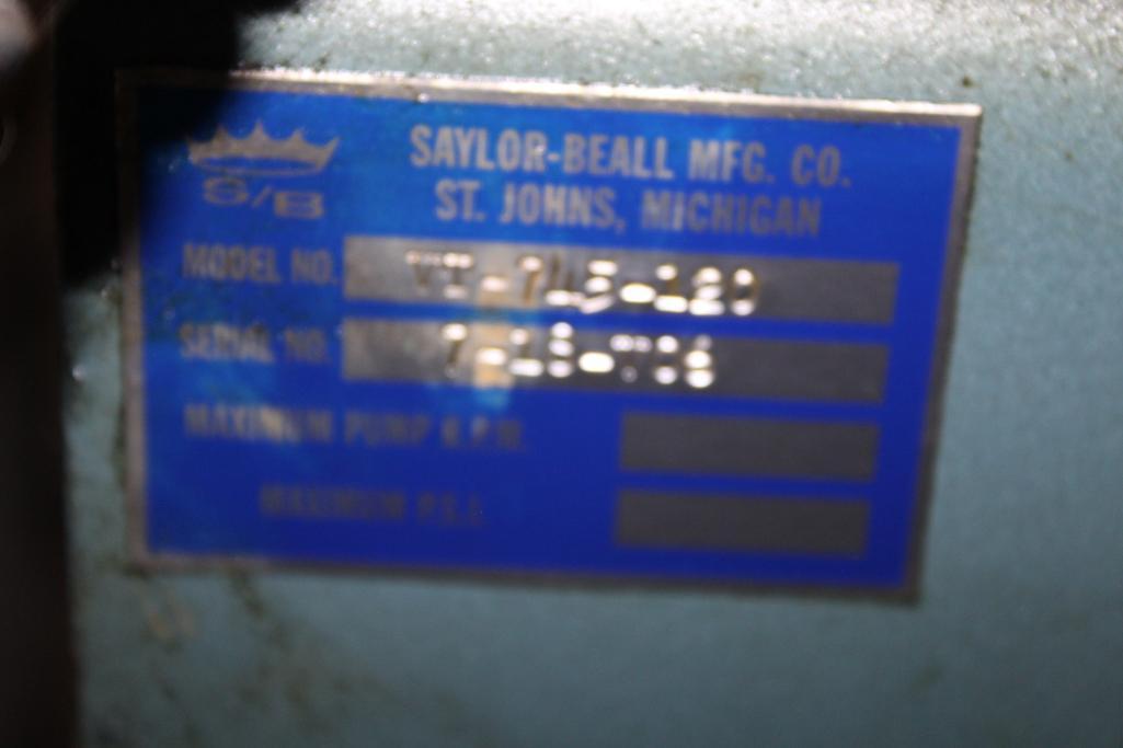 SAYLOR-BEALL 120 GALLON UPRIGHT AIR COMPRESSOR, MODEL #VTT-745-120, PUMP MODEL 707,