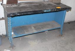 27" X 60" WOOD TOP WORK BENCH, METAL LEGS