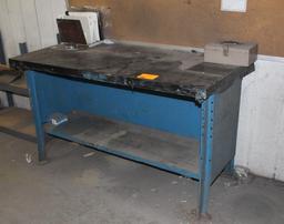 27" X 60" WOOD TOP WORK BENCH, METAL LEGS