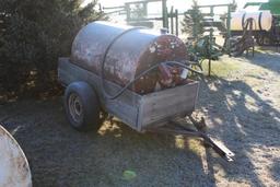 300 GALLON DIESEL BARREL, 12 VOLT FILL-RITE PUMP, 2-AXLE, 42" X 7' TRAILER, NO TITLE