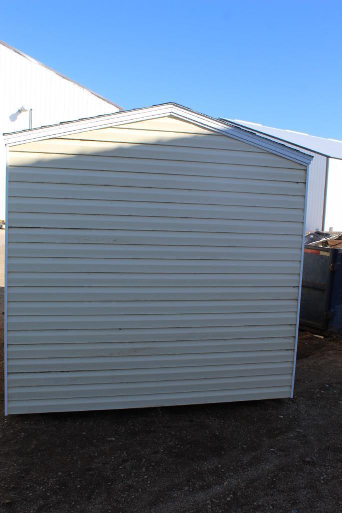 NEW 8' X 12' STORAGE SHED, VINYL SIDING, 4' ROLLUP DOOR