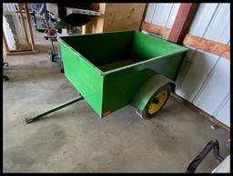 John Deere Style 2 Wheel Yard Trailer, Slide out end gate, Built by K&M MFG.