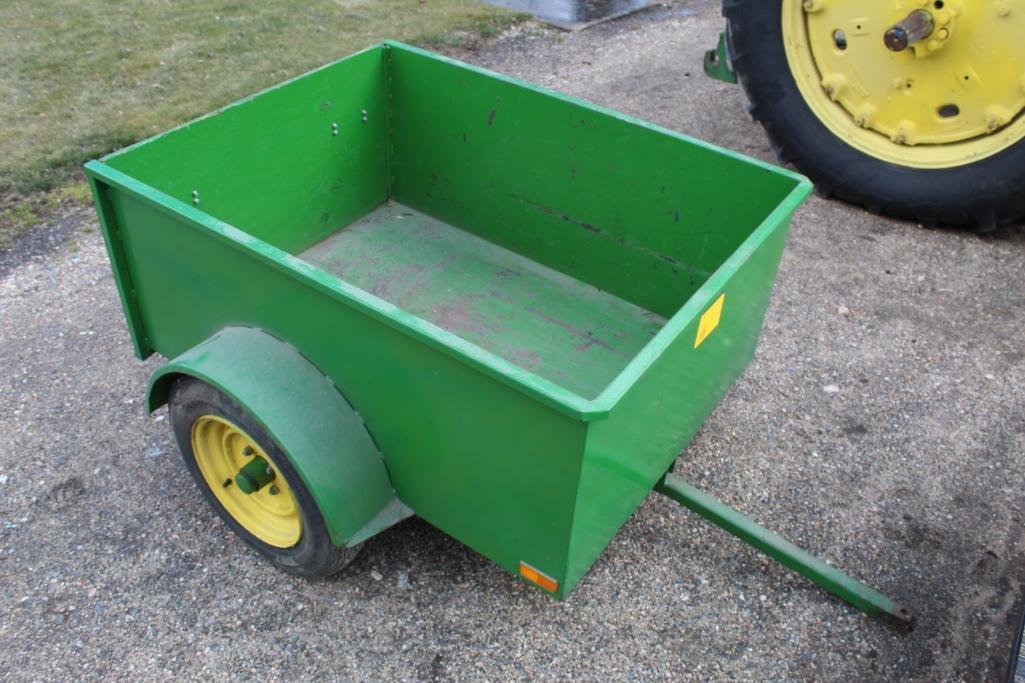 John Deere Style 2 Wheel Yard Trailer, Slide out end gate, Built by K&M MFG.