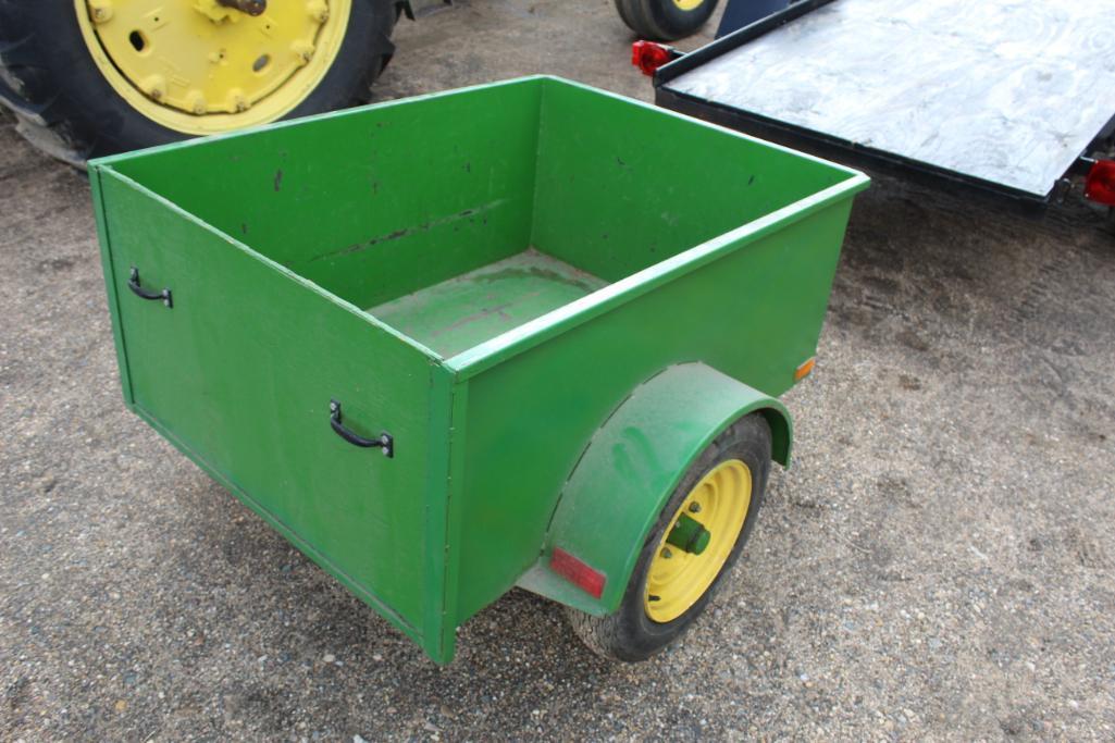 John Deere Style 2 Wheel Yard Trailer, Slide out end gate, Built by K&M MFG.