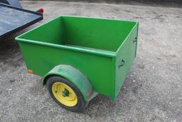 John Deere Style 2 Wheel Yard Trailer, Slide out end gate, Built by K&M MFG.