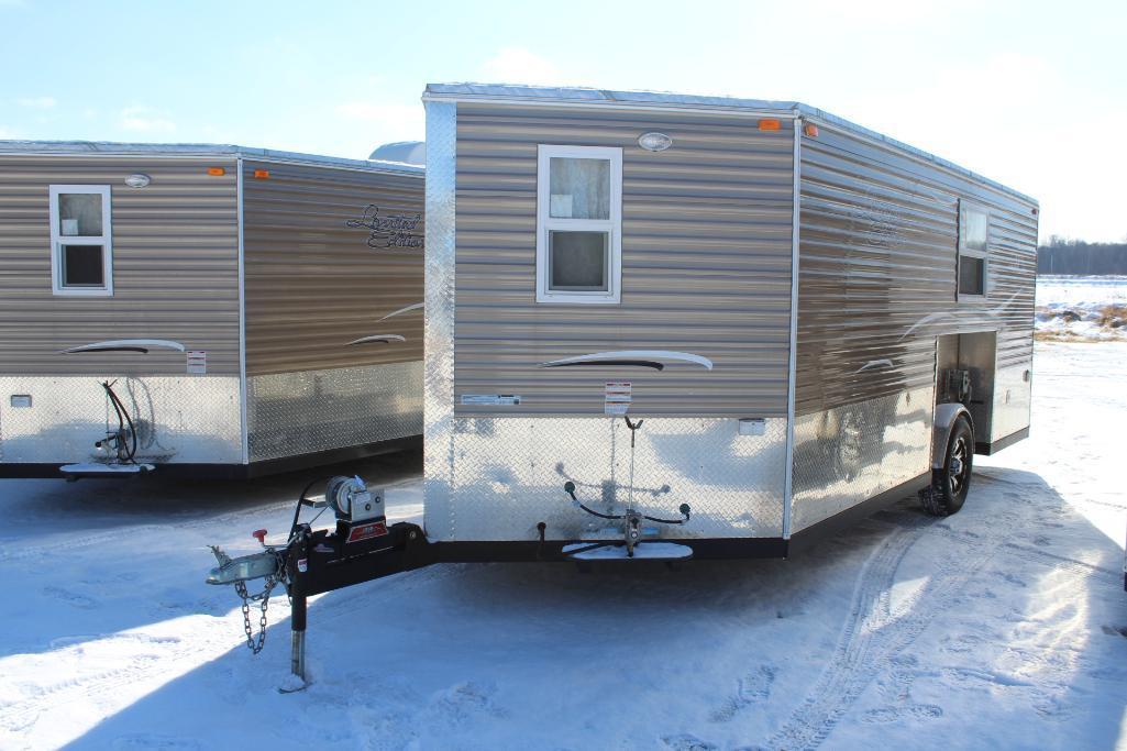 *** 2019 8' X 17'V AMERICAN SURPLUS ICE CASTLE FISH HOUSE, GS TRAILERS SINGLE AXLE CRANK DOWN FRAME,