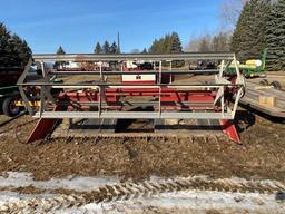 IH 210 SWATHER, SELF PROPELLED, 14' DRAPER HEAD, BAT REEL, CROP LIFTERS, DUAL DRIVE WHEELS,