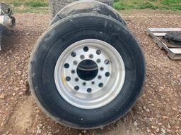 (4) Super Single 445/50R22.5 Truck Tires on Alum 10 Bolt Rims